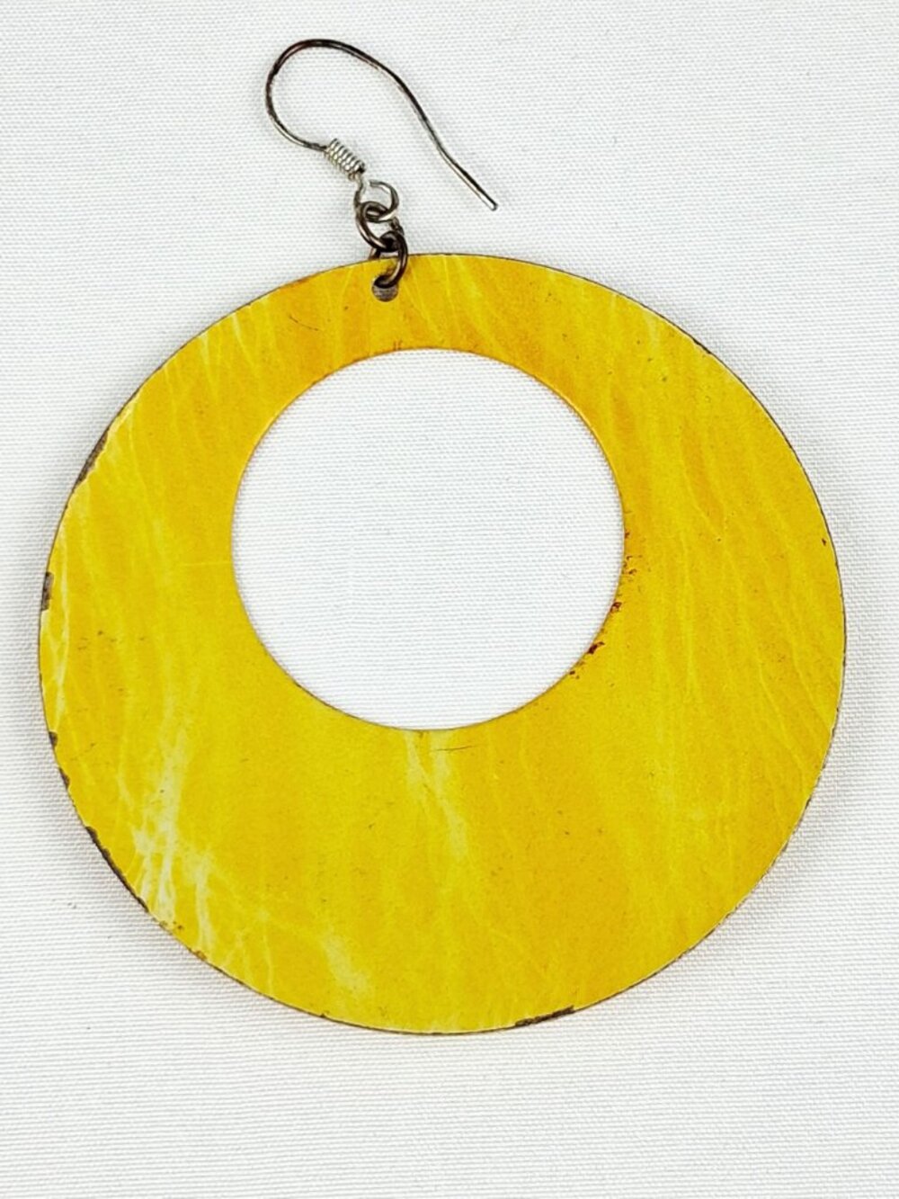 Yellow Circular Drop Earrings With Swirl Pattern - Lightweight & Stylish For Cas - Picture 5 of 11